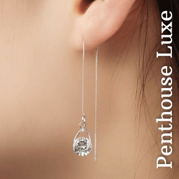 Penthouse Luxe Jewelry - Long Drop Chain Threader Earrings